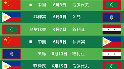 世預賽亞洲區40強中國亞洲杯預選賽第二輪剩余比賽的日期確定
