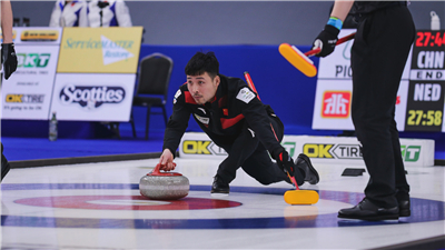 2021年男子冰壺世錦賽中國隊勝韓國隊 本屆世錦賽中國隊的第二場勝利
