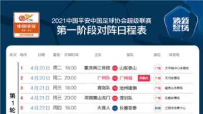 中超聯(lián)賽第一階段賽程公布 第一階段比賽在廣州和蘇州兩個賽區(qū)舉行